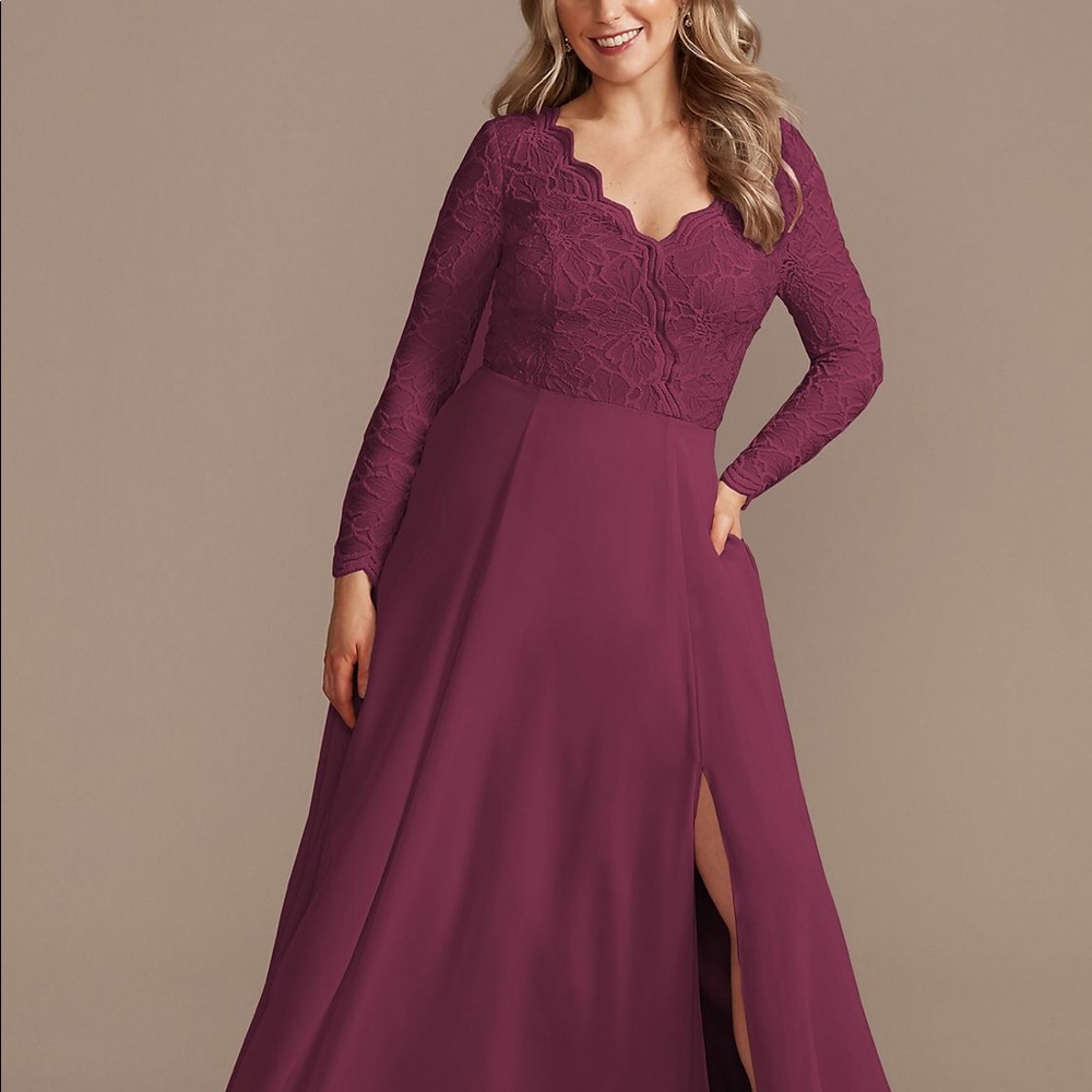 David’s bridal Lace and chiffon Wine size 6